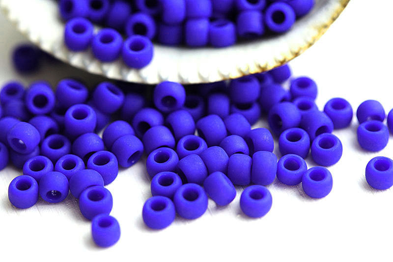 8/0 Toho seed beads, Opaque Frosted Navy Blue, N 48F - 10g