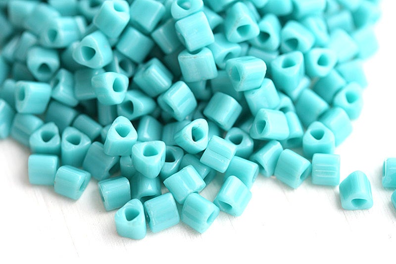 8/0 Toho triangle seed beads, Opaque Turquoise N 55 - 10g