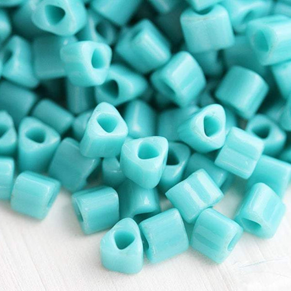 8/0 Toho triangle seed beads, Opaque Turquoise N 55 - 10g
