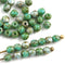 3mm Turquoise Green beads mix Fire polished czech glass beads Picasso finish - 50Pc