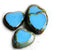 15mm Turquoise blue Heart Beads, picasso finish, czech glass - 4Pc
