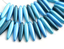 30pc Blue beads MIX, Daggers Special Coating, Blue stick beads, czech glass - 16mm