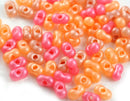 6x3mm Farfalle Seed beads MIX, Peach Pink czech glass peanut beads - 10g