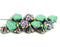 7mm Button style Flower Czech glass beads, Rainbow Luster - 25pc