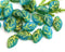 12x7mm Mixed Teal Green Blue Leaf Czech glass beads - 25Pc