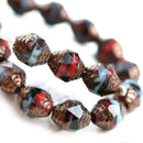 Luxury cathedral fire polished czech glass barrel beads for jewelry designs