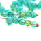 4mm Czech glass mix - Teal Green Ocean colored spacers  fire polished round beads - 50Pc