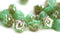 7mm Green glass Button style Flower beads Goldish Luster - 20pc