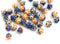 6mm Blue Orange Fancy small bicone beads Mix, 40pc