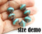 11mm Turquoise bicones with luster, czech Glass Fire polished beads, 8pc