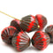 11mm Picasso Red bicones, czech Glass Fire polished beads, 8pc