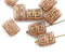 12x9mm Opal Smokey Topaz Rectangle czech beads, Golden inlays, Greek Key, 8pc