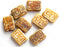 12x9mm Rustic Picasso czech beads, Aged Beige Brown rectangle Greek Key 8pc