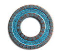 40mm Large ornament disk pendant, Blue patina on copper