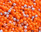 4mm 3mm Orange Silver flakes Czech glass small round spacers beads mix - 8g