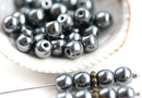 5mm Hematite black Round spacer czech glass pressed druk beads - 40Pc
