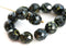 8mm Picasso black Czech glass fire polished round faceted beads - 15Pc
