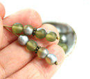 6mm Matte Olivine Silver Coating glass beads, czech spacers - 30Pc