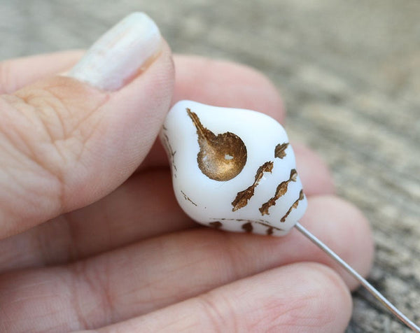 1Pc Large Seashell pendant bead, Czech glass shell focal