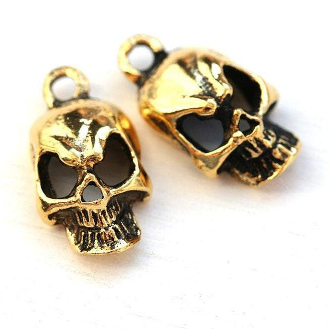 2pc Antique gold Skull charms 18mm