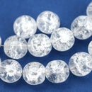 10mm Crystal Clear Crackle beads Czech glass round ball beads 15Pc