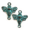 2pc large Bee connectors charms, green patina on copper