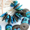 16mm Ceramic Rondelle cornflake Beads mix Blue Old Patina Teal 12pc