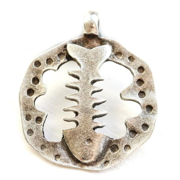 Fish bone pendant Antique Silver