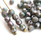 4mm Fire Polished Picasso beads, Mother of Pearl Shine, Grey Lustered czech beads - 50Pc