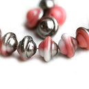 8x10mm Pink Saucer czech glass beads, UFO shape - 12Pc