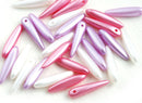 30pc Pink Dagger czech glass beads MIX, White lilac - 16mm