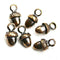 6pc Antique brass small Acorn charms
