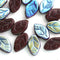 12x7mm Dark Brown leaves, AB finish Brown leaf beads, Czech glass - 25pc