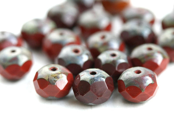 6x9mm Brown Picasso rondelle Czech glass beads mix - 20Pc