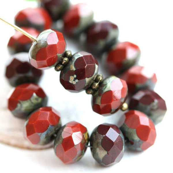 6x9mm Brown Picasso rondelle Czech glass beads mix - 20Pc