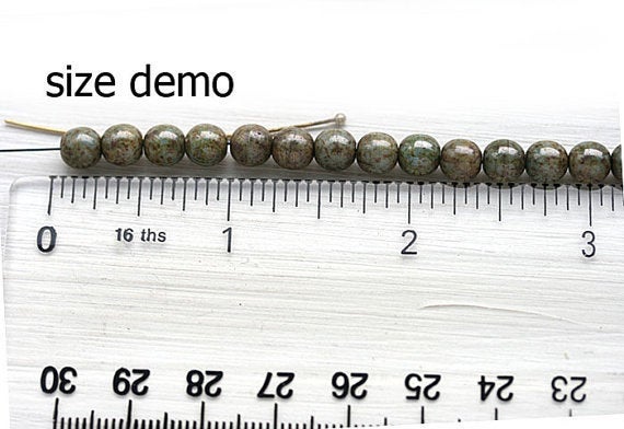 6mm Blue green druk round czech glass bead spacers - 30Pc