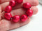 13x10mm Chunky Faux pearls Red Czech glass barrel coated beads - 10Pc