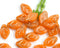 12x7mm Orange Leaf beads, Golden Inlays, Czech glass - 25Pc