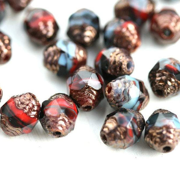 Luxury cathedral fire polished czech glass barrel beads for jewelry designs