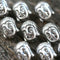6pc Buddha face metal beads, Tibetan style Antique Silver