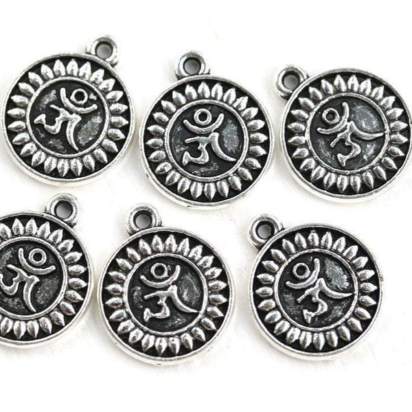 10pc Antique Silver Ohm charms, Tibetan Style Alloy