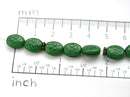 10x8mm Green shamrock beads, dark blue finish on one side - 15Pc