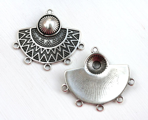 Antique silver ethnic pendant connector