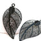 2pc Black Filigree Leaf charms, Thin Laser cut stamping