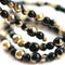 4mm 3mm Black and Golden beads mix, Round druk Czech glass small spacers - approx.150Pc