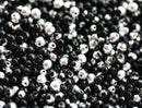 4mm 3mm Black and Silver beads mix, Round druk Czech glass small spacers - approx.150Pc