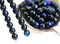 4mm Round Black with Dark Blue Luster druk Czech glass small spacers - approx.90Pc