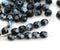 4mm Marbled Blue and Black czech glass fire polished beads - 50Pc