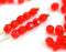 4mm Light Siam Ruby red czech glass beads - 50Pc