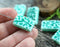 18x11mm White Green rectangle czech glass beads 6pc